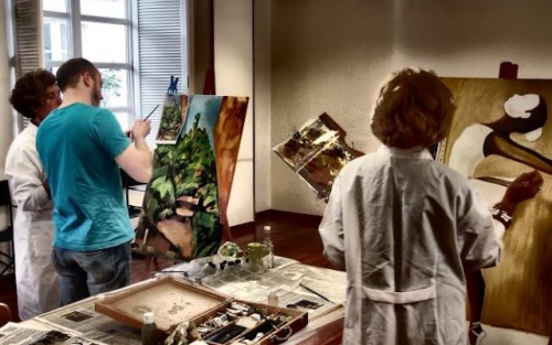 Exposición de pintura en el Centro de Mayores de Monforte