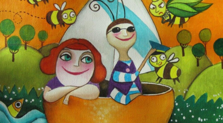 A nena e o grilo nun barquiño. Actividades escolares. Santiago de Compostela