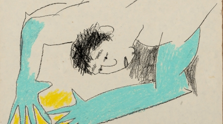 Laura Terr&eacute;, Un hombre durmiente, 1989, t&eacute;cnicas secas sobre papel, 40,5 x 35 x 5 cm.