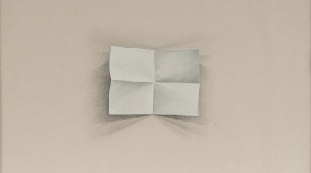 Anne Heyvaert, Mensaje en blanco, 2014, debuxo, lapis sobre papel Edition gris, 50 x 50 cm.