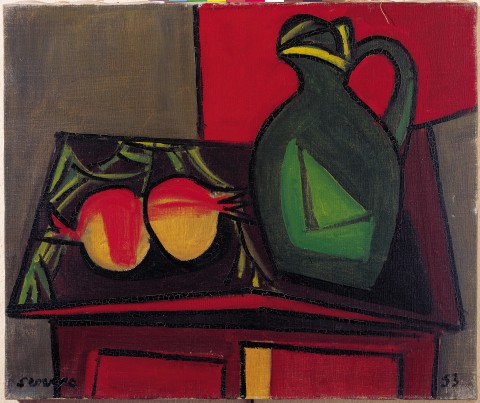 Bodegón de jarra y cebollas